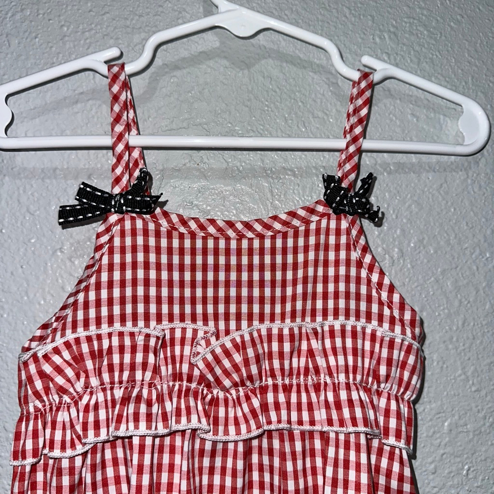 Baby Girl Red White Blue Gingham Jumpsuit Romper 6-12 Months 4th of July Summer - Picture 5 of 8